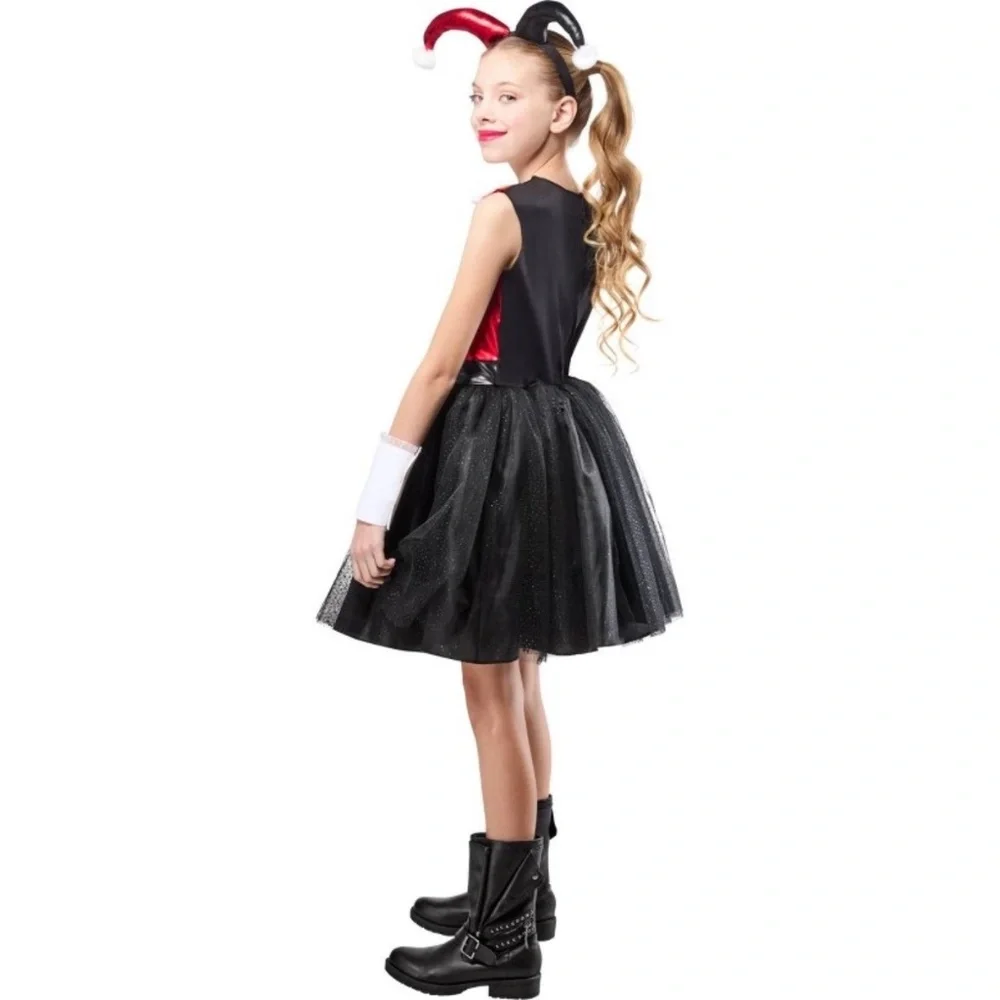 NWT Girls DC Comics HARLEY QUINN Dress Halloween Costume Size Medium 7/8
